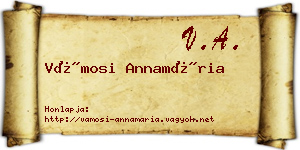 Vámosi Annamária névjegykártya